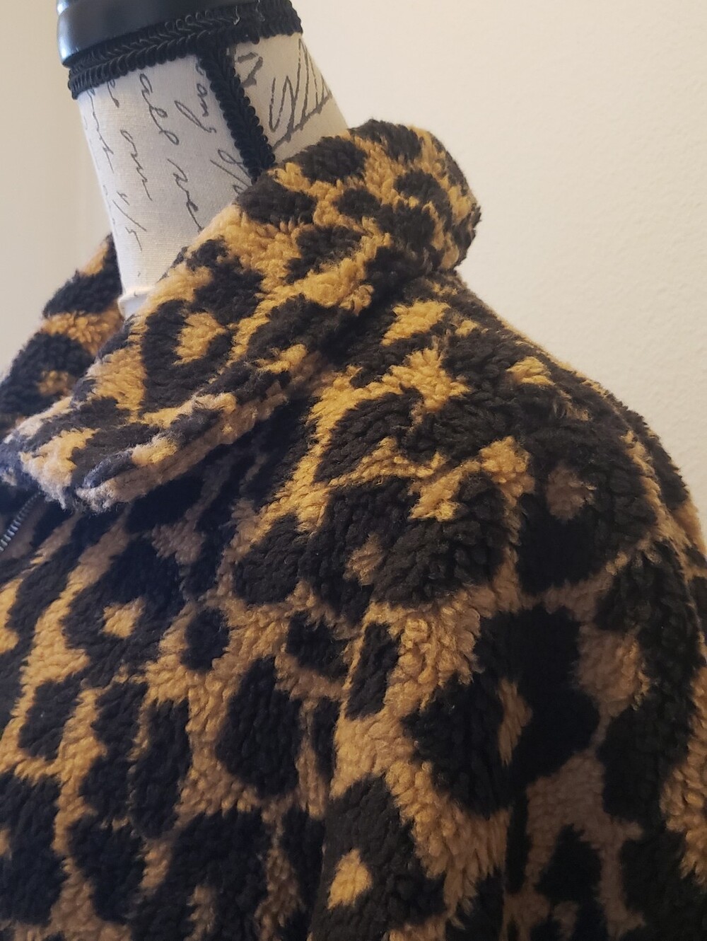 LOFT Leopard Print Teddy Coat in Brown and Black